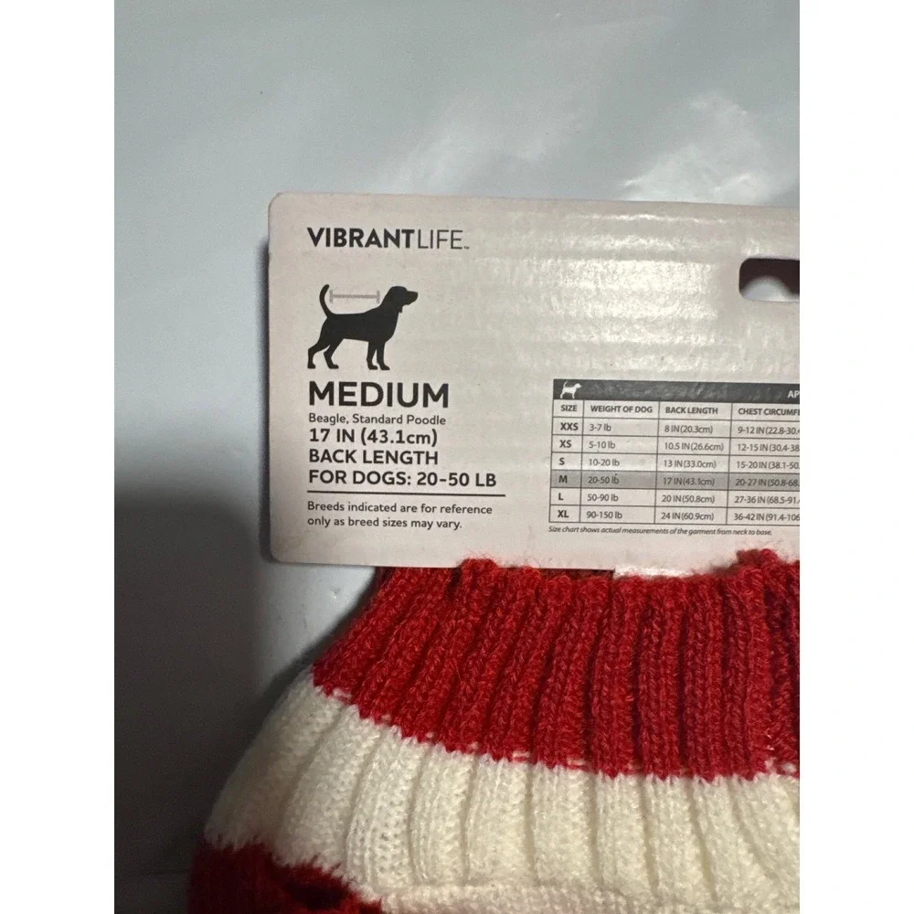 Vibrant‎ Life Medium Dog Pet Sweater Red White Holiday Merry Bright